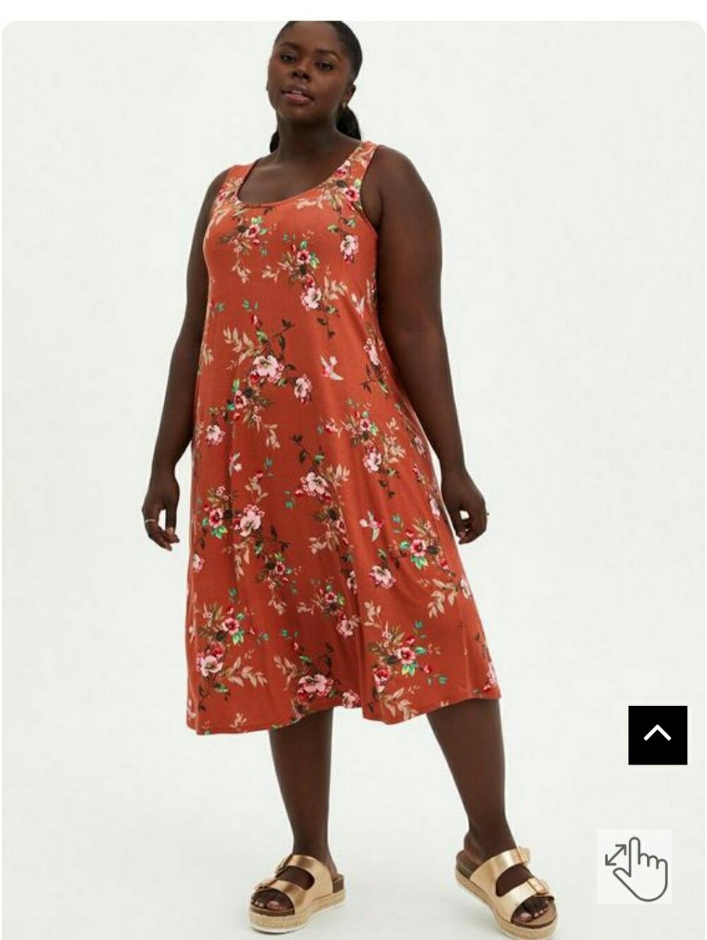 Torrid Super Soft Knits Rust Floral Tank Midi Dress SIZE 2